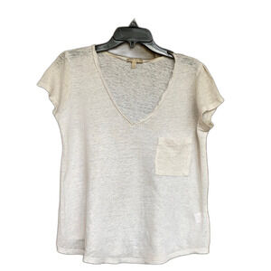 Bordeaux boxy linen tee shirt with metallic thread
